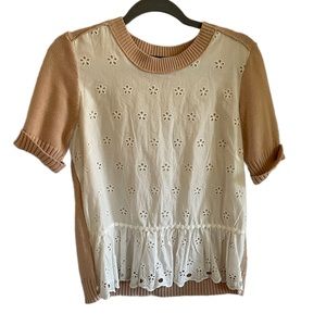 J.Crew eyelet peplum short sleeve sweater